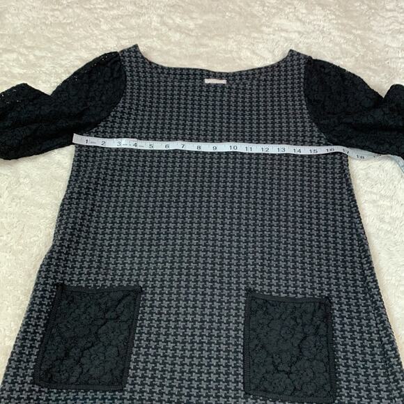Antrho 9-H15 Stcl Mod houndstooth and lace shift dress, size xs - Picture 5 of 8